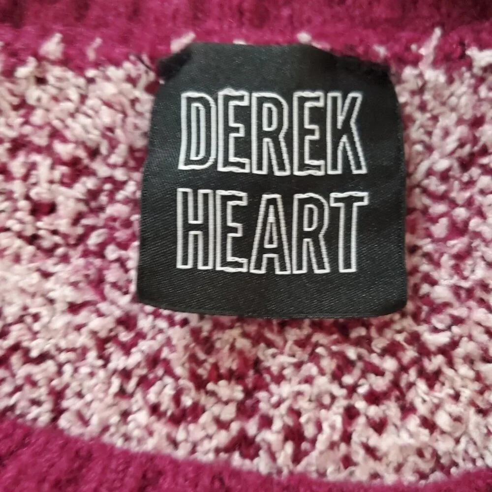 Derek Heart Cropped Bow Sweater Womens Size Large Soft Warm Comfy Preppy Purple - Picture 6 of 11